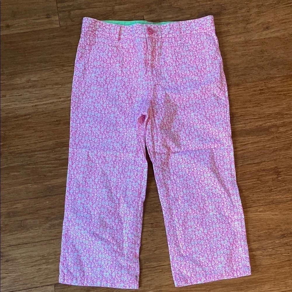 Lilly Pulitzer Pink Floral Capri - girls - size 8 - adjustable waist - like new